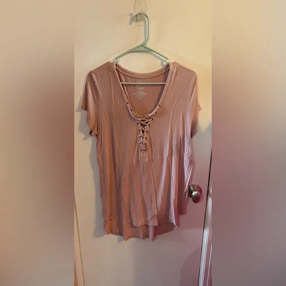 Maurice’s Women's Pink Lace-Up Top - Picture 1 of 3